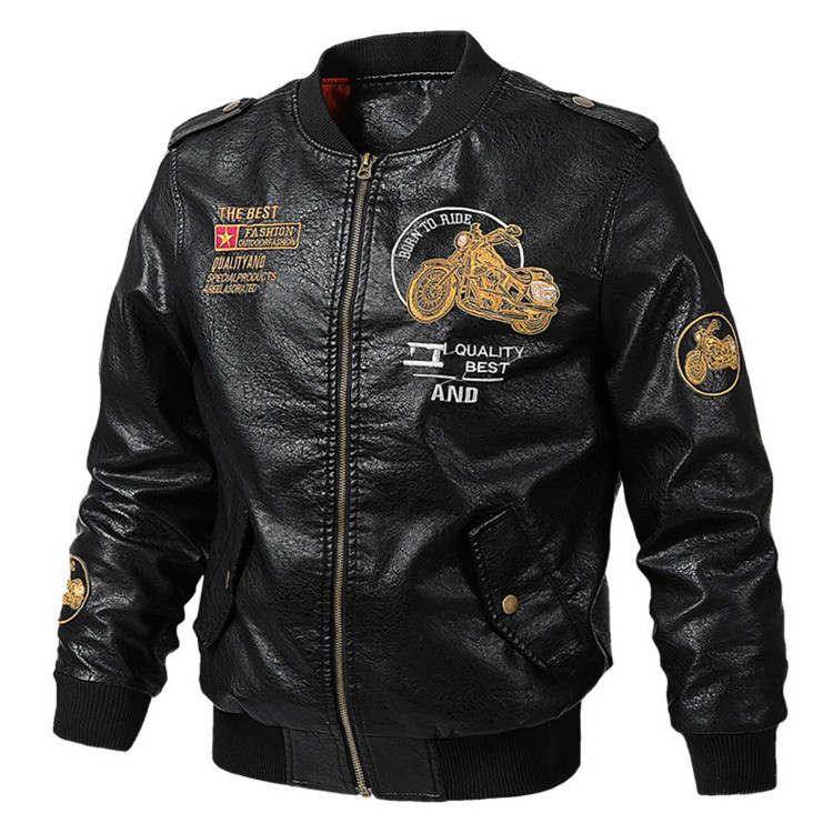 New spring and autumn jackets for cross-border trade in 2019, flight PU leather jackets, slimming and tough-guy leather jackets for young men
