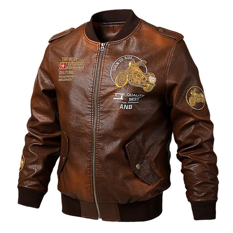 2020 Autumn and winter new men's leather jacket, young men's leather jacket with fleece and thickened, men's leather jacket factory