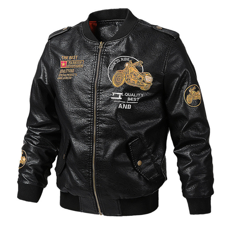 2020 Autumn and winter new men's leather jacket, young men's leather jacket with fleece and thickened, men's leather jacket factory details Picture