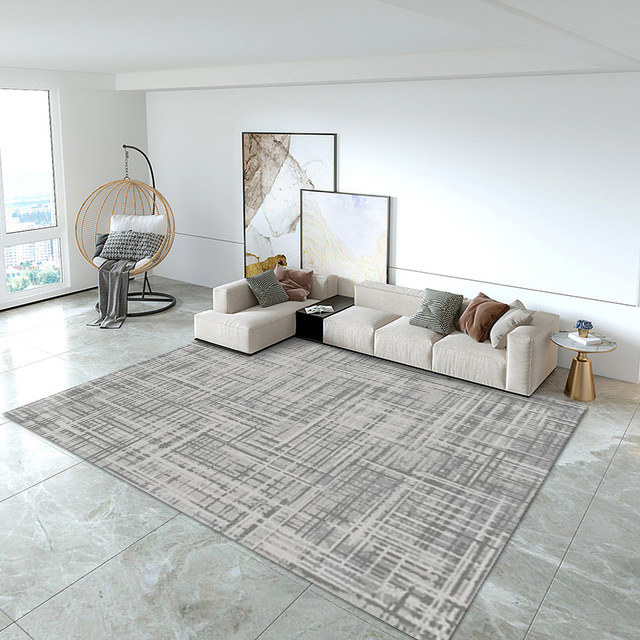 Cross-border crystal velvet living room carpet, modern ins style Nordic printed carpet floor mat, villa living room coffee table details Picture