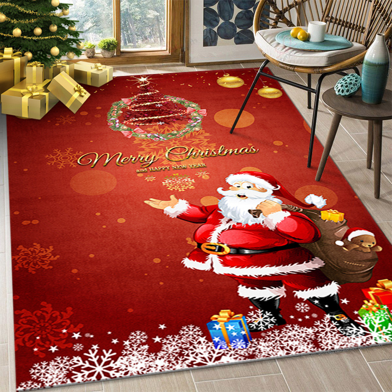 Amazon Christmas festive carpet: The bedroom is fully covered with theme decorative carpet, coffee table, living room Santa Claus floor mat Application Scenario