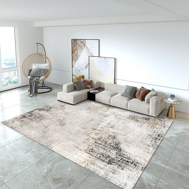 Cross-border crystal velvet living room carpet, modern ins style Nordic printed carpet floor mat, villa living room coffee table Application Scenario