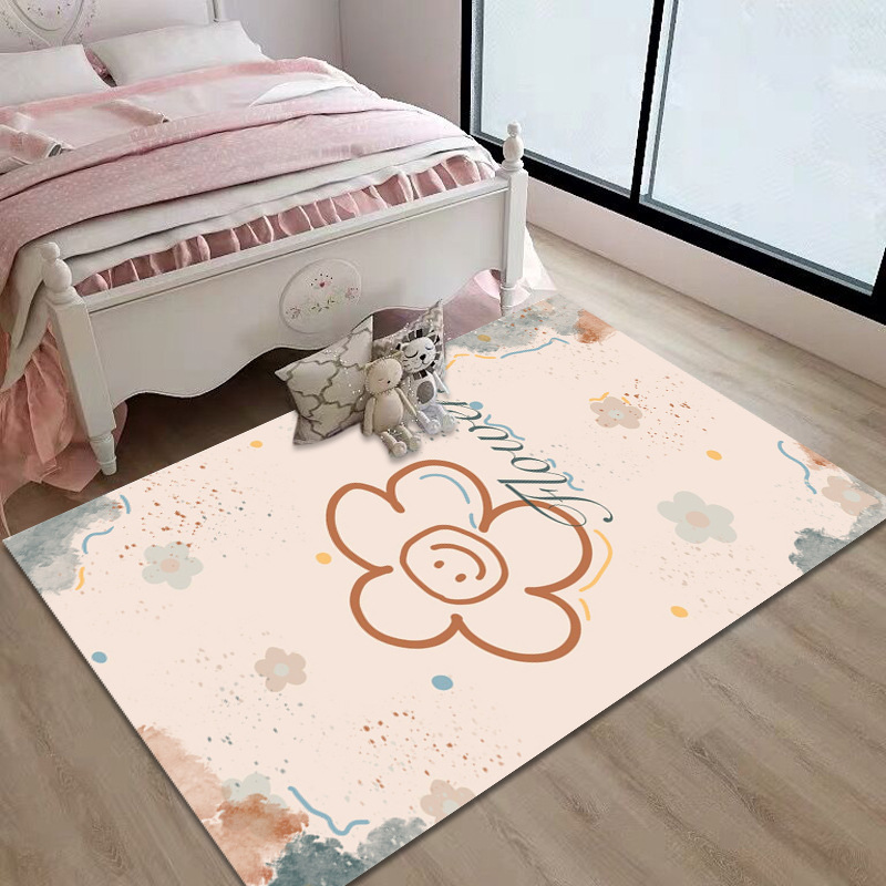 Cartoon living room rug Household bedroom bed blanket full spread crystal velvet absorbent non-slip floor mat soft comfortable cushion