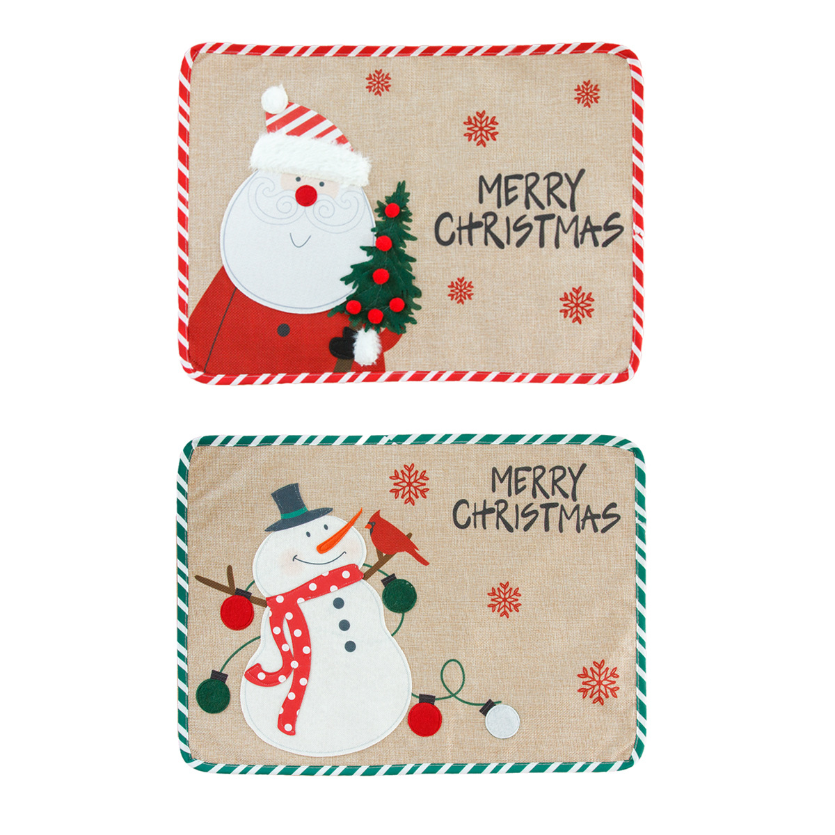 Bordado santa muñeco de nieve manteles decoración navideña manteles de mesa conjuntos de mesa manteles de platos manteles de cubiertos cubiertos Item Picture