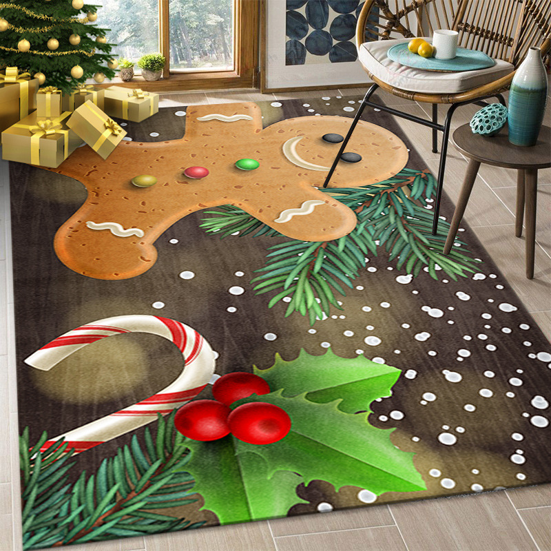 Amazon Christmas festive carpet: The bedroom is fully covered with theme decorative carpet, coffee table, living room Santa Claus floor mat Specification image