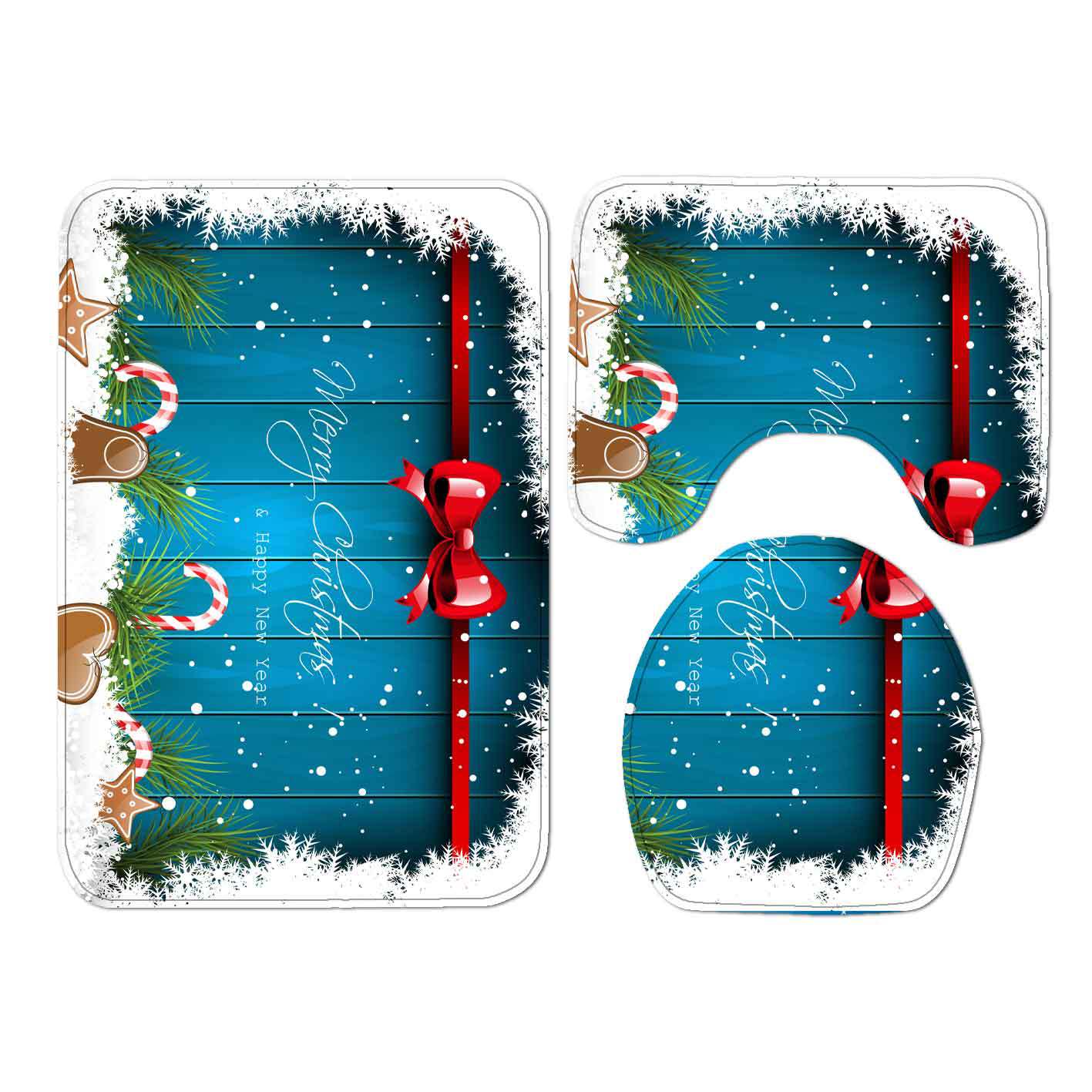 Custom-made Christmas snowman prints for living room floor MATS, bathroom anti-slip MATS, entrance door MATS, toilet seat covers and floor MATS in Europe and America Item Picture