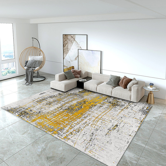 Cross-border crystal velvet living room carpet, modern ins style Nordic printed carpet floor mat, villa living room coffee table Specification image