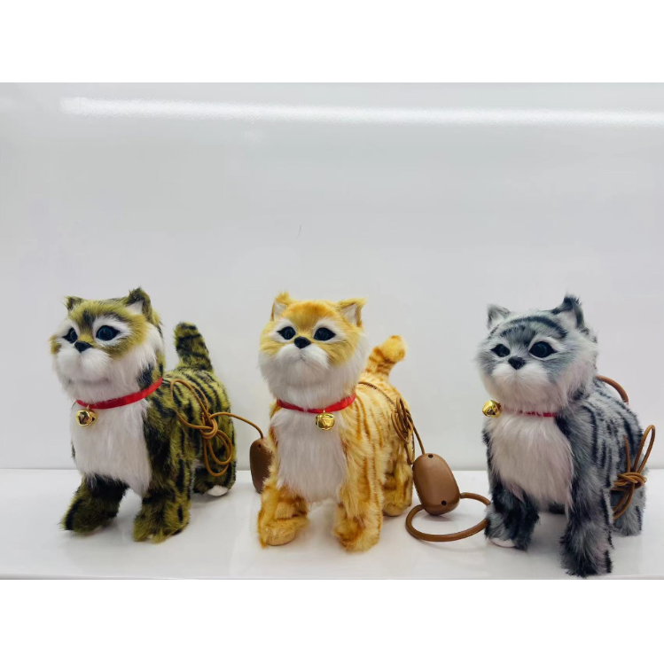 The electric simulation cat can walk, wag its tail, sing, lead a leash, be a toy for children to walk cats, and be a plush toy cat