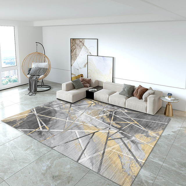 Cross-border crystal velvet living room carpet, modern ins style Nordic printed carpet floor mat, villa living room coffee table