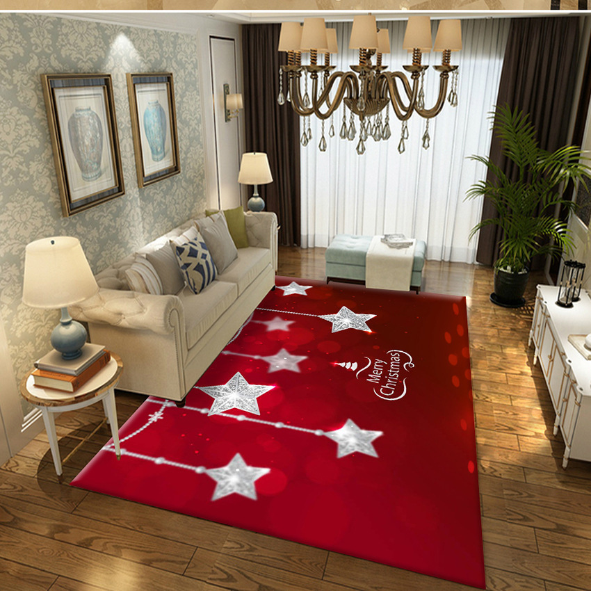 Christmas cross-border living room sofa, coffee table, whole carpet, festival gifts, anti-slip floor mat, red bedside bay window carpet Specification image
