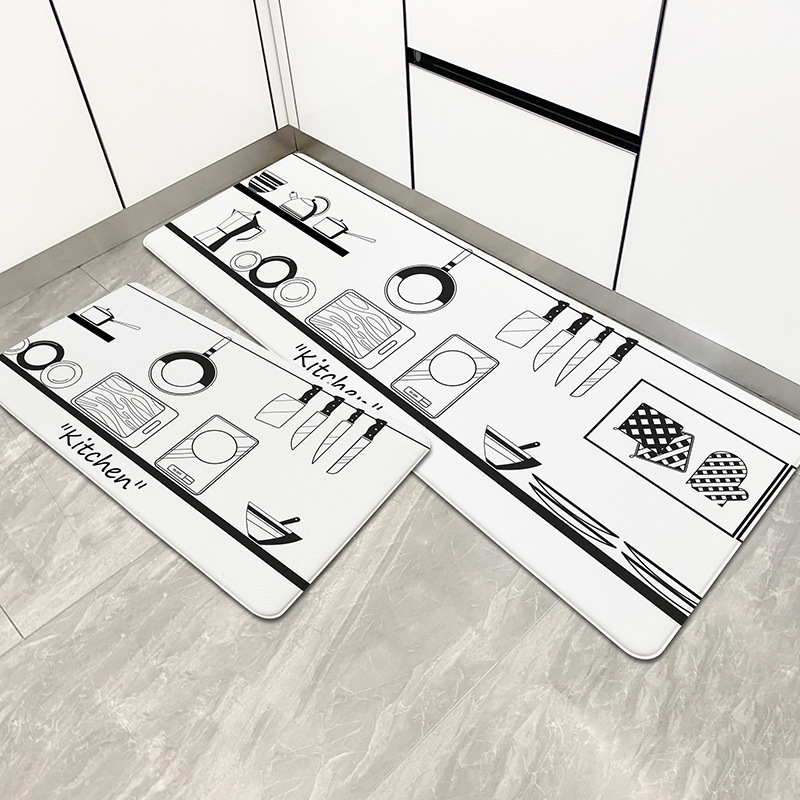 Amazon cross-border wholesale waterproof, oil-proof, anti-slip and washable PU leather kitchen floor MATS