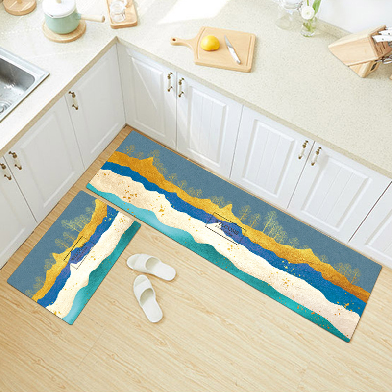 ins Cross-border Nordic PVC leather kitchen floor mat household oil proof waterproof foot mat floor mat entry strip carpet thumbnail