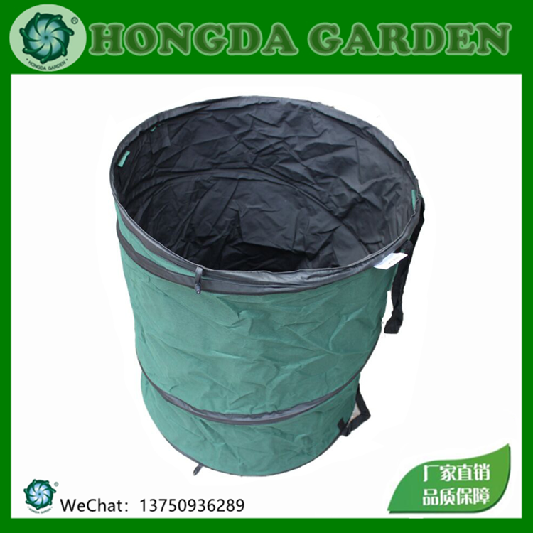 Garden trash can, Oxford cloth, round folding with zipper lid, garden storage bucket, garden storage bag