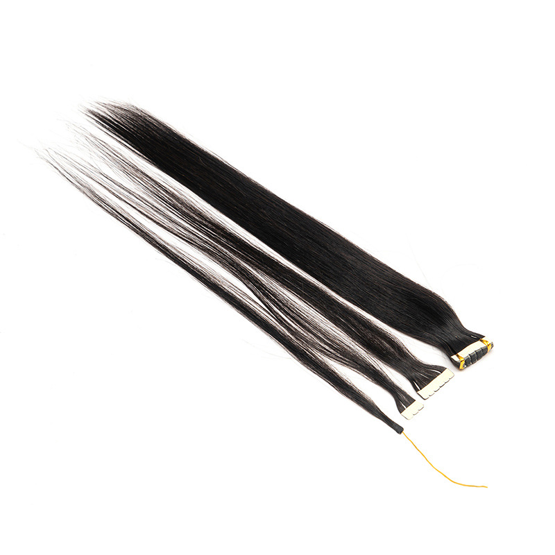 PU hair black hair extension wig, women's hair extension piece, women's hair bundle piece, hair curtain, real person hair pu tape hair Application Scenario