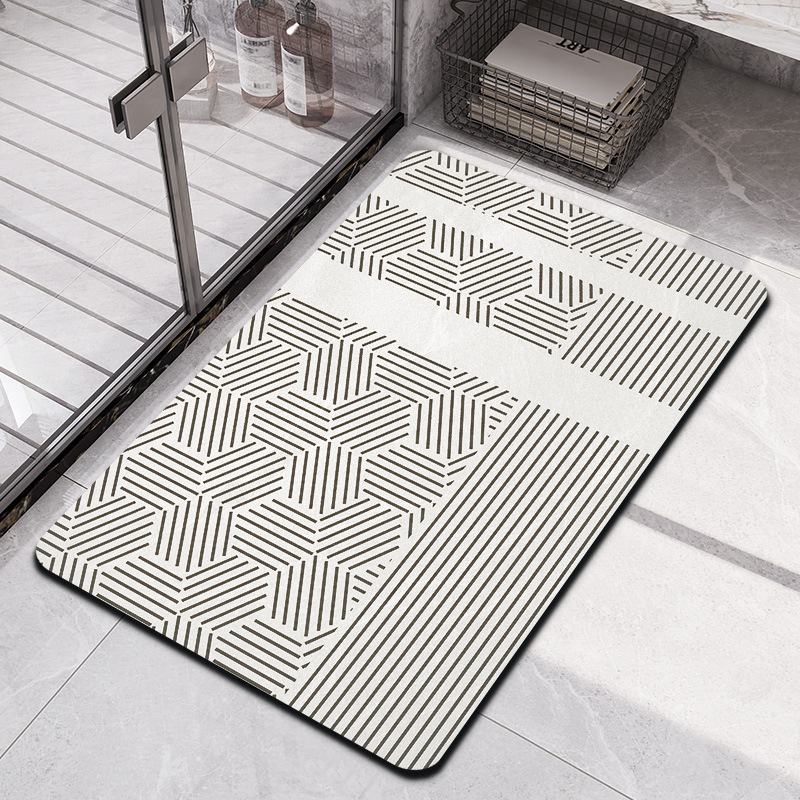 Simple style diatom mud absorbent soft cushion bathroom door mat anti-slip quick-drying bathroom and toilet carpet available for delivery