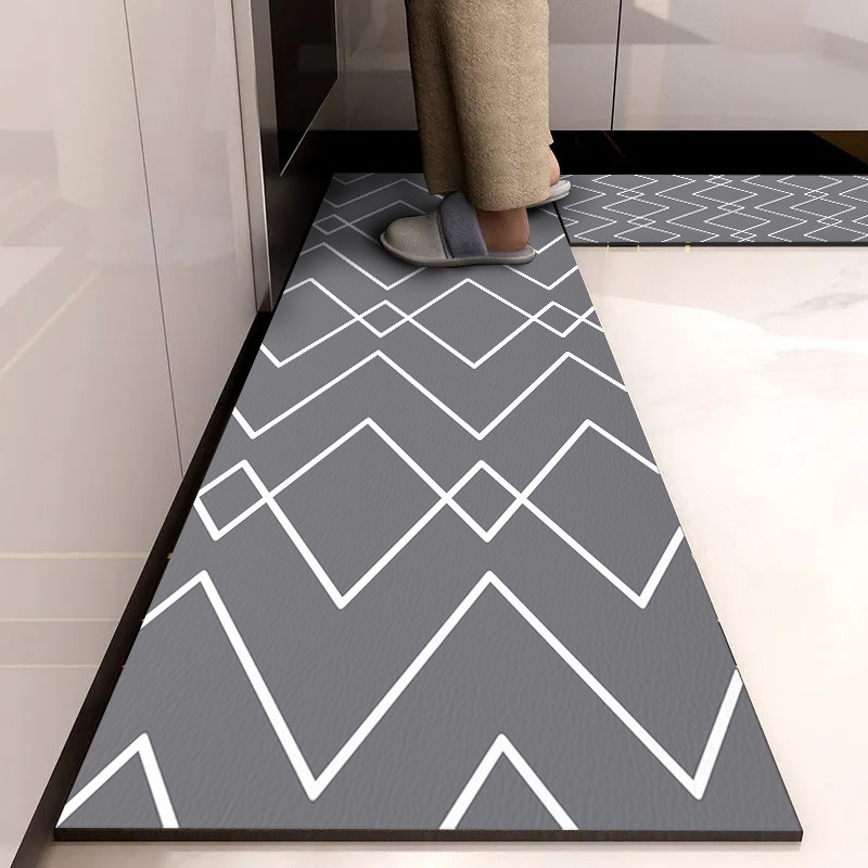 厨房地垫新款2021简约家用耐脏防滑长条硅藻泥垫子防油吸水可擦洗