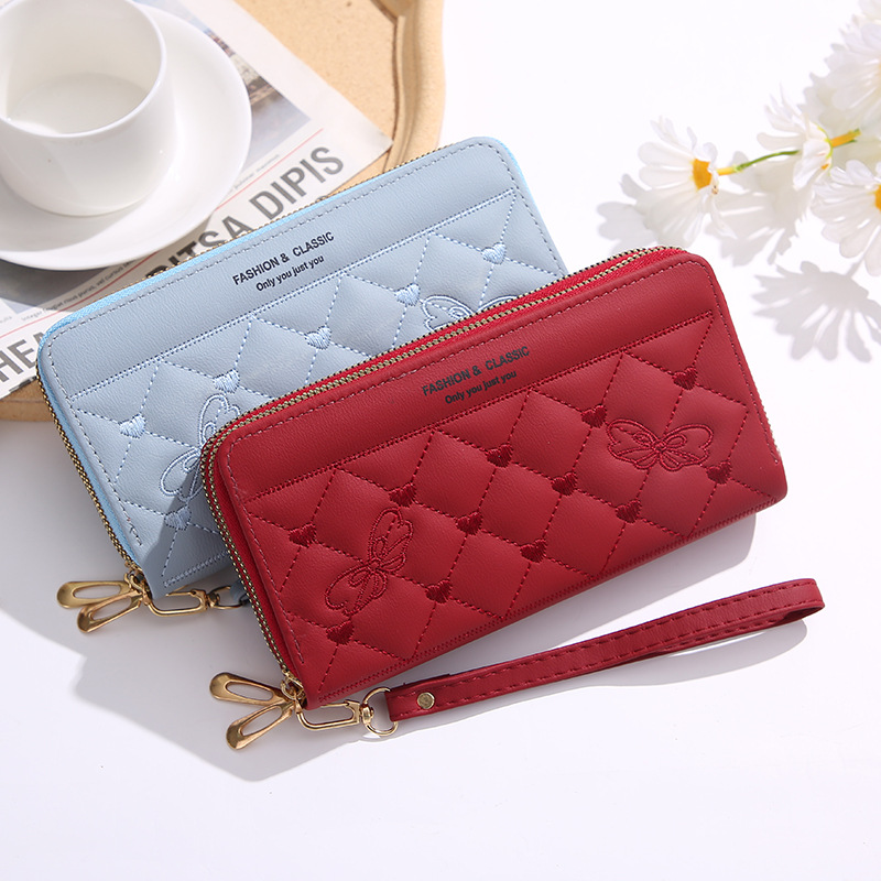 2022 Purse Women's new double layer large capacity clutch stylish women's coin purse lychee print double zipper wallet