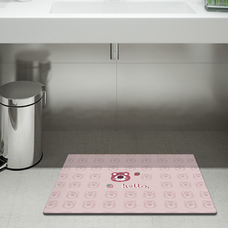 玩具总动员浴室吸水防滑草莓熊地垫硅藻泥脚垫卫生间门口入户地毯