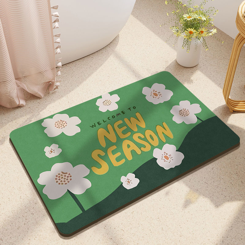 Bathroom mat, water-absorbing and anti-slip floor mat, diatom mud floor mat, toilet door, entrance door carpet, AliExpress Application Scenario