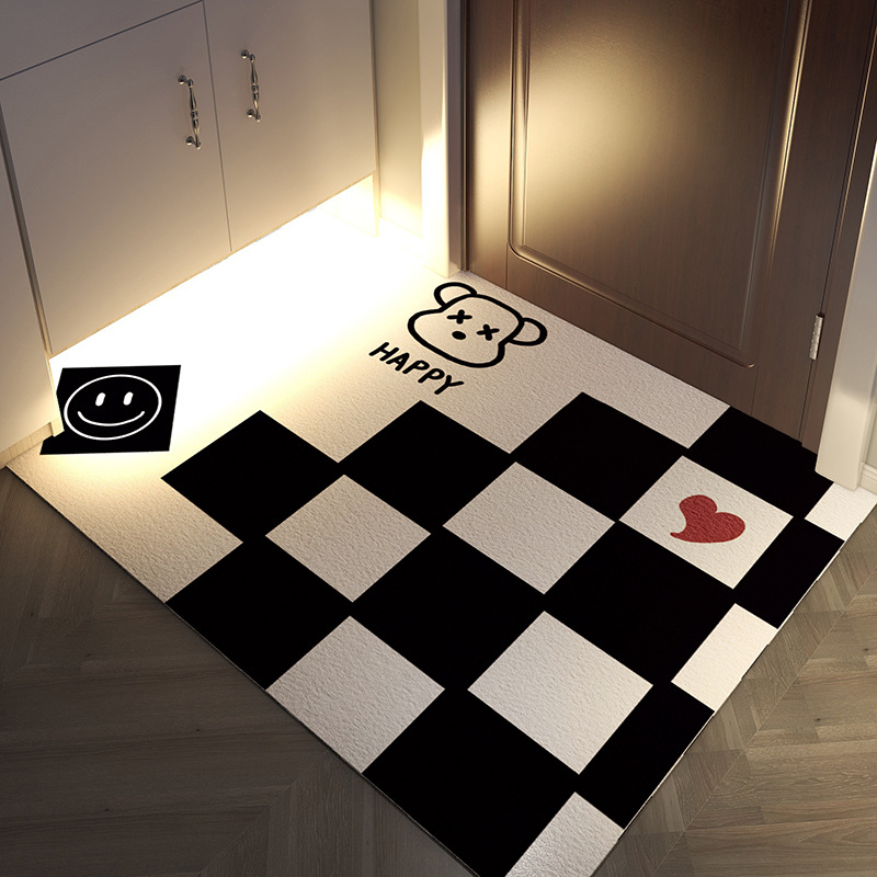 The simple checkerboard floor mat for the entrance door is waterproof, non-washable and anti-slip. The floor mat for the main entrance can be cut Application Scenario