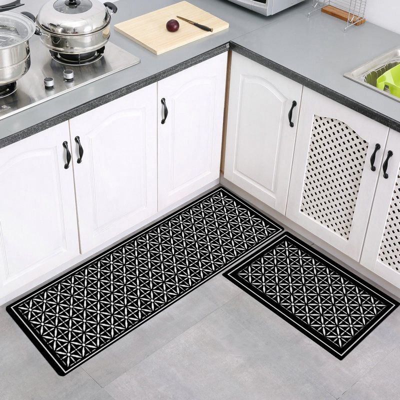 Two-piece kitchen floor mat set, printed carpet, entrance mat, bathroom floor mat, modern and simple kitchen carpet Specification image