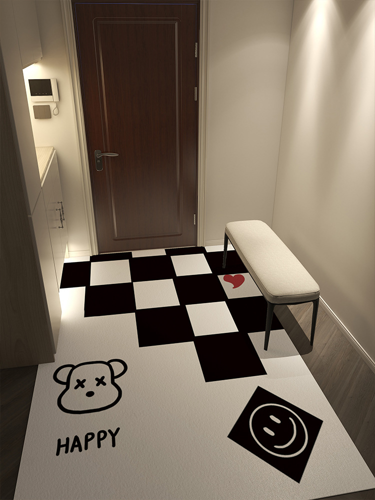 The simple checkerboard floor mat for the entrance door is waterproof, non-washable and anti-slip. The floor mat for the main entrance can be cut details Picture