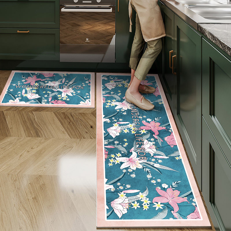 American retro kitchen mat, anti-slip and oil-proof, diatom mud, water-absorbing and oil-absorbing, customizable, light luxury door anti-slip floor mat Item Picture