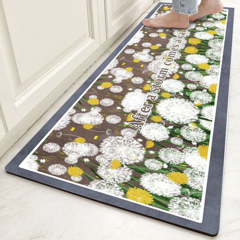 American retro kitchen mat, anti-slip and oil-proof, diatom mud, water-absorbing and oil-absorbing, customizable, light luxury door anti-slip floor mat details Picture