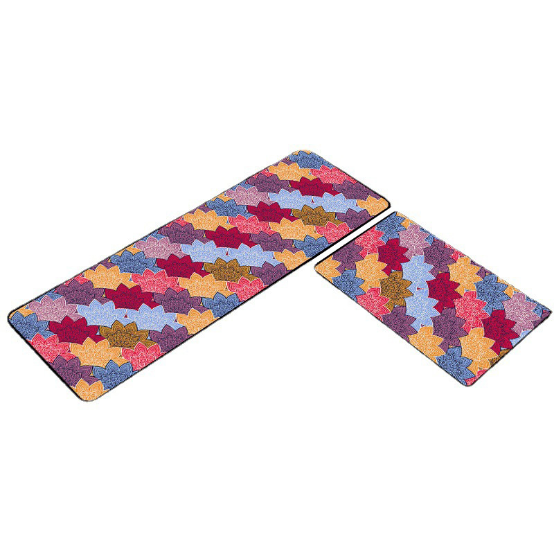 Two-piece kitchen floor mat set, printed carpet, entrance mat, bathroom floor mat, modern and simple kitchen carpet Item Picture