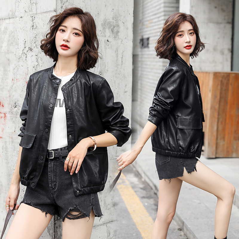 Women's 2022 Spring and Autumn new women's clothing, Korean-style loose pu leather motorcycle outerwear, trendy for women