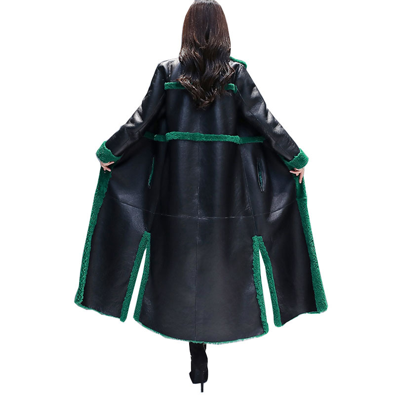 The 2022 winter new cotton-padded women's fur one-piece contrasting color mid-length knee-length thick coat can be worn on both sides Item Picture