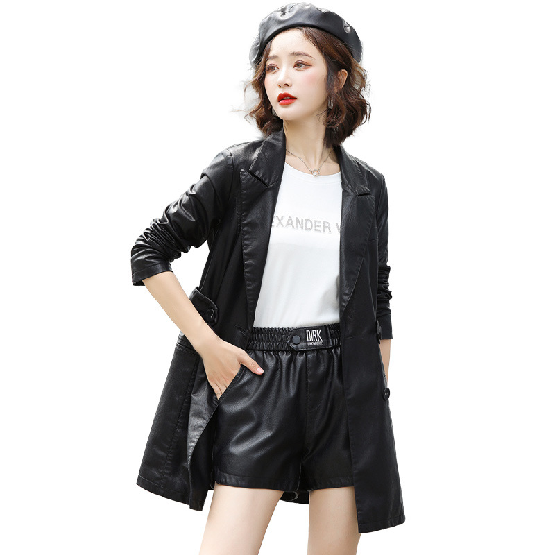 Retro Hong Kong-style casual small suit jacket for women, 2022 Spring and Autumn new Korean-style elegant pu leather suit jacket Item Picture