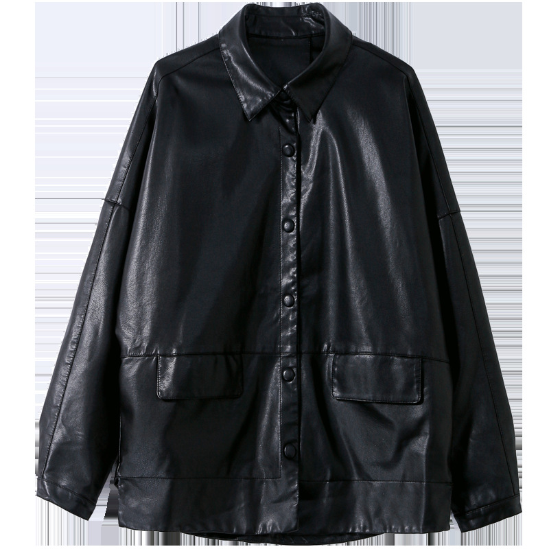 A stylish short leather jacket for women's Spring and Autumn 2022 new Korean style loose and slimming PU leather motorcycle jacket Item Picture