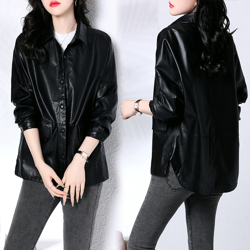 A stylish short leather jacket for women's Spring and Autumn 2022 new Korean style loose and slimming PU leather motorcycle jacket Application Scenario