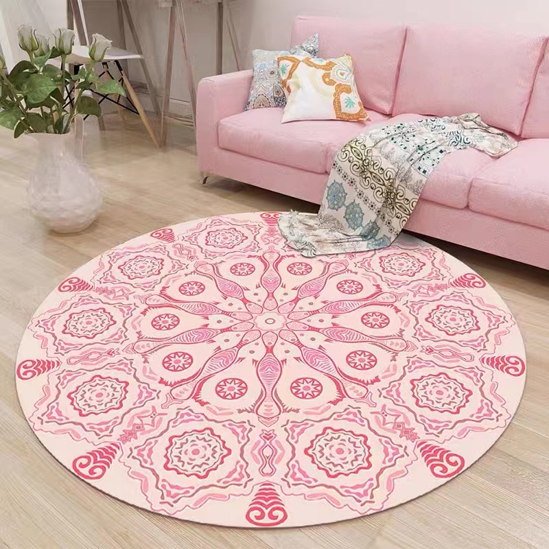 Round carpet, Central European ethnic style, mandala shaped bedroom bedside carpet, hanging cradle, computer chair, floor mat, yoga mat Specification image