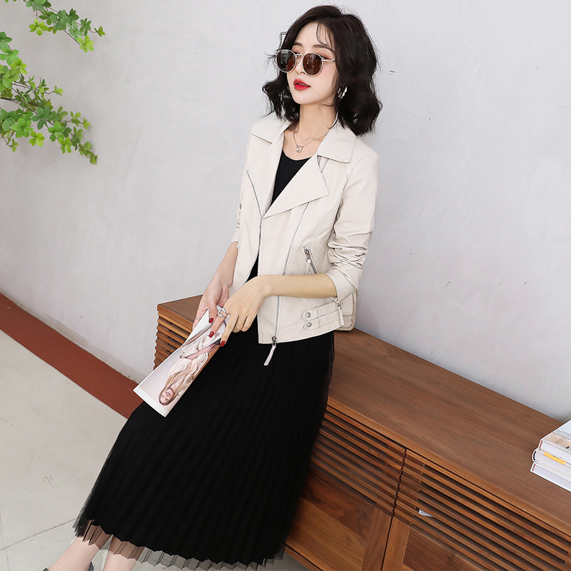 Women's 2022 Spring and Autumn new lapel slim short PU leather jacket with zipper casual top Application Scenario