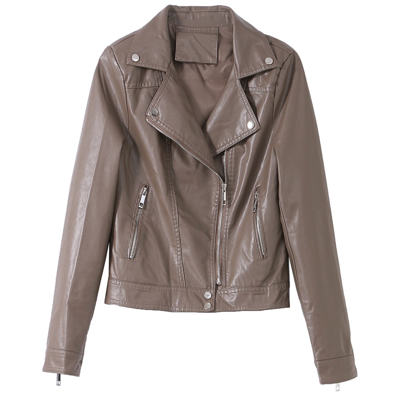 A short leather jacket for women, a retro, fashionable and casual PU jacket top for the autumn of 2022 Item Picture