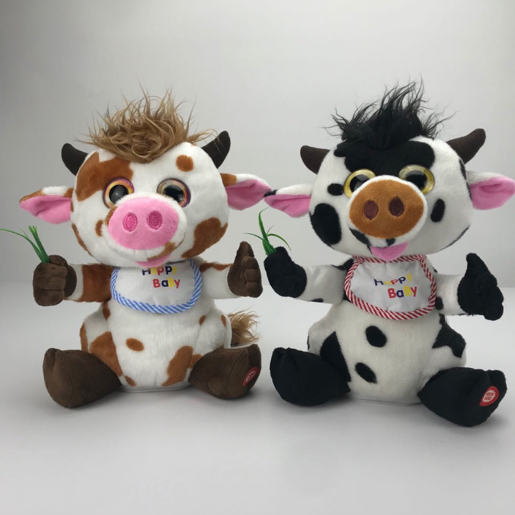 Cry learn to talk swing bright eyes cute cow plush toy