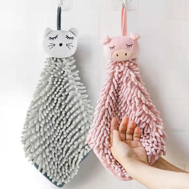 擦手巾 厨房企鹅卡通可爱挂式洗手巾广告清洁擦手珊瑚绒儿童挂巾