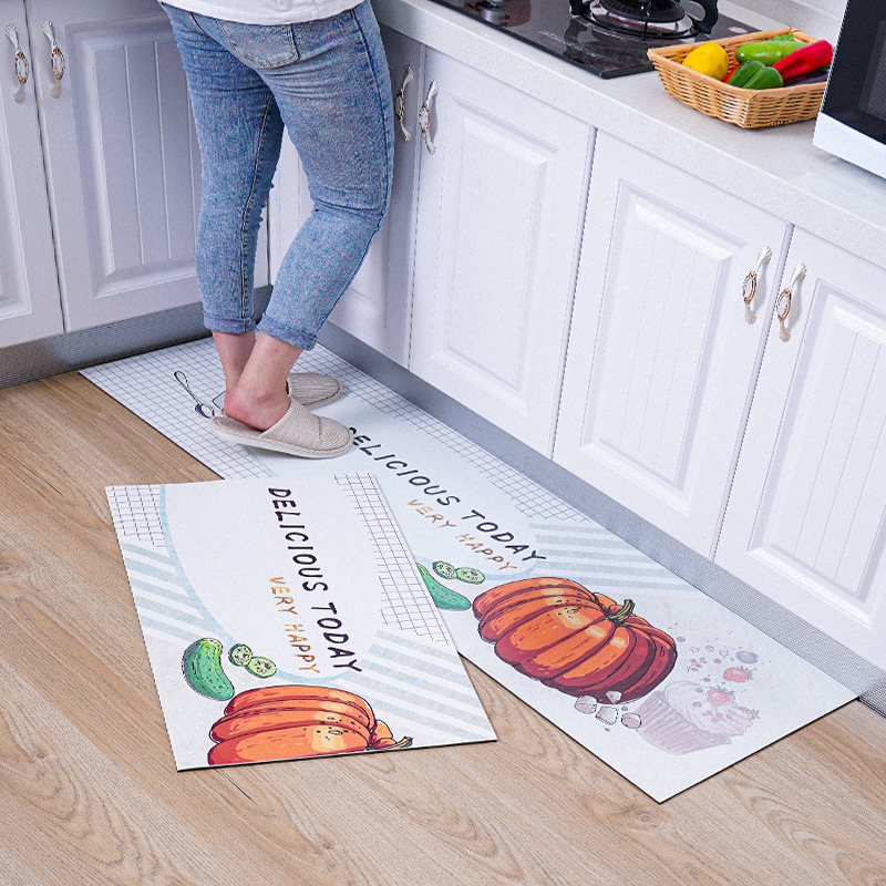 Kitchen floor mat anti-oil anti-slip household carpet Nordic waterproof wipes dirt full spread restaurant pvc dirt resistant mat