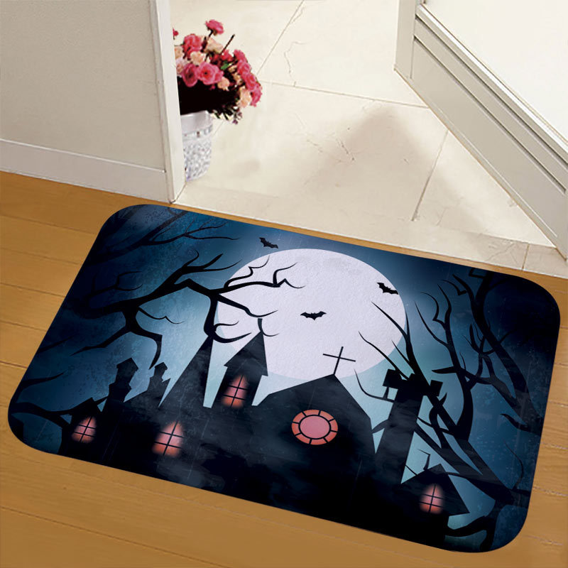 New Halloween floor mat, flannel high-definition printed rectangular floor mat, bathroom anti-slip mat, custom floor mat Application Scenario