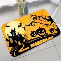 Cross-border Halloween entry doormat cartoon porch door door crystal velvet floor mat horror pumpkin non-slip mat replacement hair