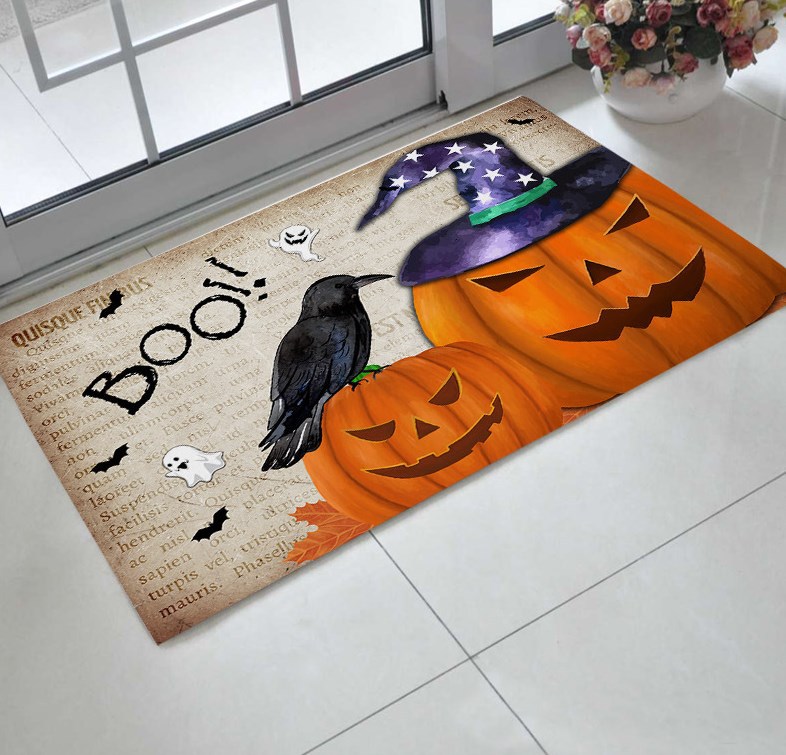 Amazon's best-selling direct-sale non-woven fabric printed Halloween floor MATS, anti-slip MATS for living rooms, kitchens and balconies Item Picture
