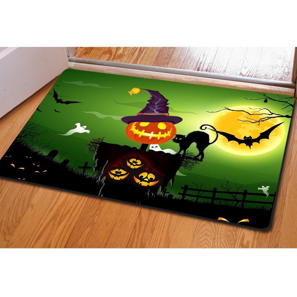 Pumpkin南瓜万圣节来图定制橡胶地垫万圣节搞怪门垫脚垫跨境货源