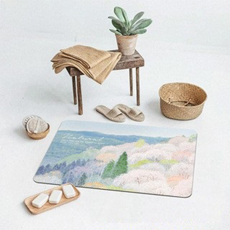 Artistic diatom mud floor MATS, bathroom and toilet water-absorbing and quick-drying foot MATS, household entrance door and foyer door MATS details Picture