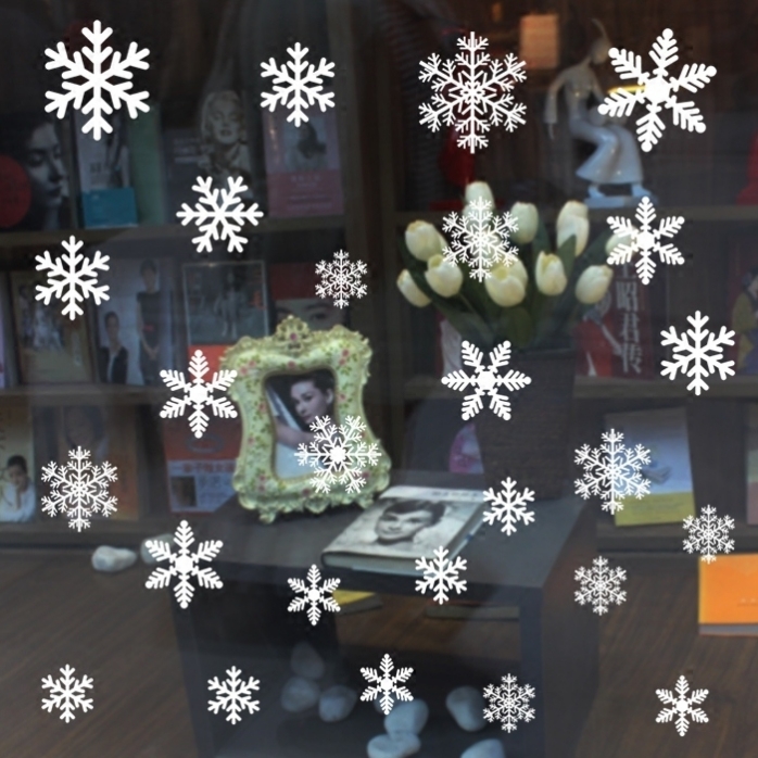 圣诞节装饰小雪花片橱窗布置装饰圣诞树装饰雪花塑料PVC雪花场景