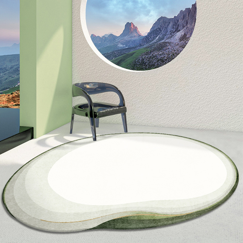 The entire carpet for the living room and bedroom is covered with round floor MATS. It is a light luxury home bedside blanket with a wabi-sabi style and an irregular coffee table Item Picture