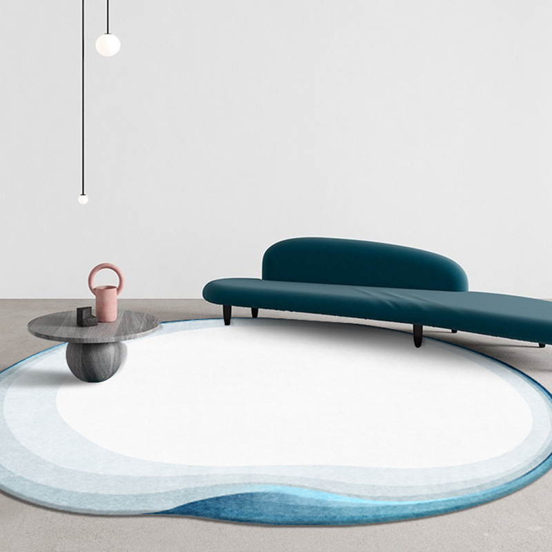 The entire carpet for the living room and bedroom is covered with round floor MATS. It is a light luxury home bedside blanket with a wabi-sabi style and an irregular coffee table Specification image