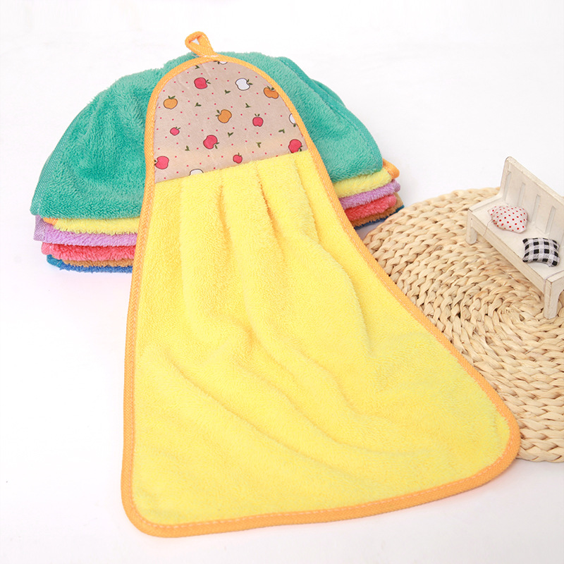 【LOVELY HOME】【 Chi Jia 】 Factory wholesale coral velvet hand towels, thickened hanging kitchen hand towels, children cartoon cleaning hand washing hanging towels Cartoon towels Specification image