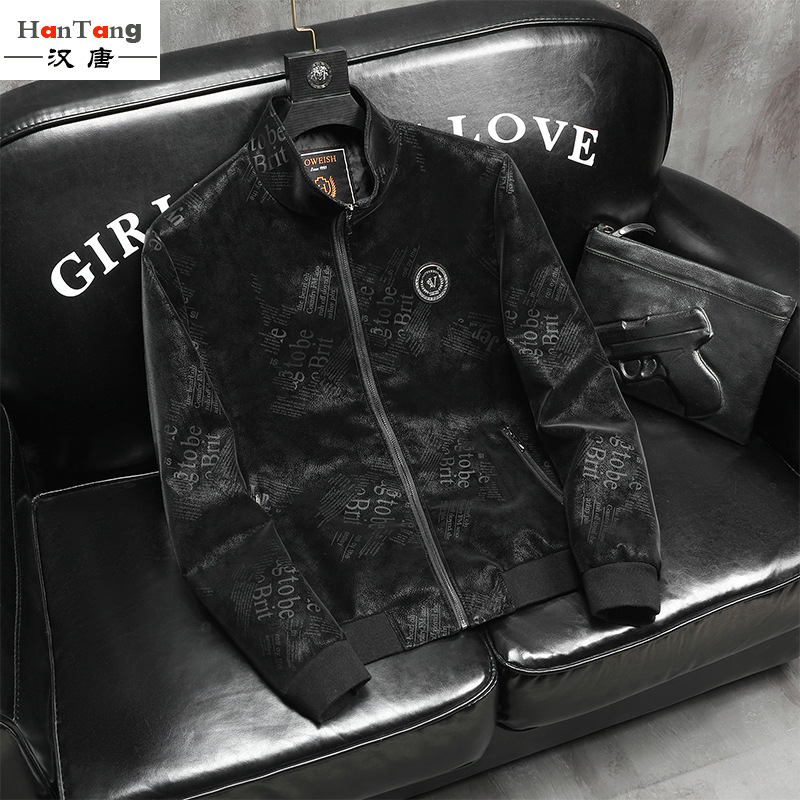 Factory wholesale of 2022 Spring and Autumn trendy men's stand-up collar leather jackets and leather jackets, fashionable men's casual coats for the middle-aged and elderly